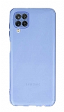 Eiroo Mun Samsung Galaxy A12 Şeffaf Mavi Silikon Kılıf