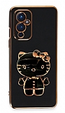 Eiroo OnePlus 9 Aynal Kitty Standl Siyah Silikon Klf