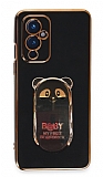 Eiroo OnePlus 9 Baby Panda Standl Siyah Silikon Klf