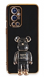 Eiroo OnePlus 9 Pro Baby Bear Standl Siyah Silikon Klf