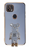 Eiroo Oppo A15 / A15s Baby Bear Standl Mavi Silikon Klf