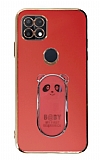 Eiroo Oppo A15 / A15s Baby Panda Standlı Kırmızı Silikon Kılıf