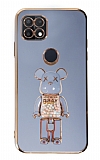 Eiroo Oppo A15 / A15s Candy Bear Standlı Mavi Silikon Kılıf
