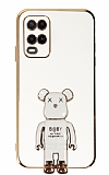 Eiroo Oppo A54 4G Baby Bear Standlı Beyaz Silikon Kılıf
