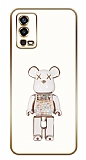 Eiroo Oppo A55 Candy Bear Standl Beyaz Silikon Klf