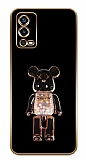 Eiroo Oppo A55 Candy Bear Standl Siyah Silikon Klf