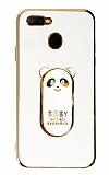 Eiroo Oppo A5s Baby Panda Standl Beyaz Silikon Klf
