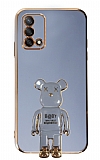 Eiroo Oppo A74 4G Baby Bear Standl Mavi Silikon Klf