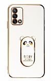 Eiroo Oppo A74 Baby Panda Standl Beyaz Silikon Klf