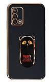 Eiroo Oppo A74 Baby Panda Standl Siyah Silikon Klf