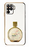 Eiroo Oppo Reno 5 Lite Parfüm Şişesi Standlı Beyaz Silikon Kılıf
