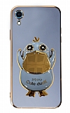 Eiroo Ördek iPhone XR Standlı Mavi Silikon Kılıf