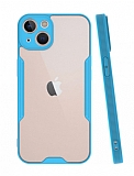 Eiroo Painted iPhone 13 Mini Kamera Korumal Mavi Klf