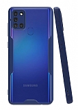 Eiroo Painted Samsung Galaxy A21s Lacivert Silikon Kılıf