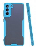 Eiroo Painted Samsung Galaxy S21 FE 5G Kamera Korumalı Mavi Silikon Kılıf