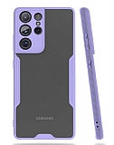 Eiroo Painted Samsung Galaxy S21 Ultra Kamera Korumalı Mor Kılıf