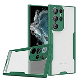 Eiroo Painted Samsung Galaxy S23 Ultra Kamera Korumalı Yeşil Silikon Kılıf