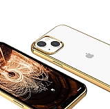 Eiroo Pixel iPhone 13 Gold Rubber Kılıf