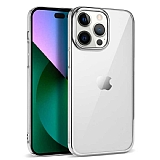 Eiroo Pixel iPhone 14 Pro Max Silver Rubber Kılıf