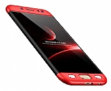 Zore GKK Ays Samsung Galaxy J5 Pro 2017 360 Derece Koruma Siyah-Kırmızı Rubber Kılıf