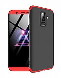 Zore GKK Ays Samsung Galaxy J8 360 Derece Koruma Siyah-Kırmızı Rubber Kılıf