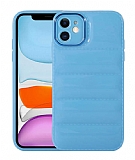 Eiroo Puffer iPhone 11 Parlak Mavi Silikon Kılıf