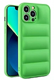 Eiroo Puffer iPhone 12 Pro Yeşil Silikon Kılıf