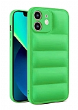 Eiroo Puffer iPhone 12 Yeşil Silikon Kılıf
