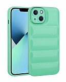 Eiroo Puffer iPhone 14 Parlak Yeşil Silikon Kılıf