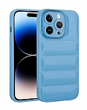 Eiroo Puffer iPhone 14 Pro Parlak Mavi Silikon Kılıf