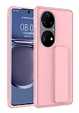 Eiroo Qstand Huawei P50 Pro Pembe Silikon Klf
