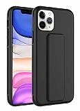 Eiroo Qstand iPhone 11 Pro Max Siyah Silikon Klf