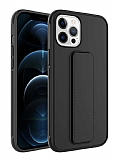 Eiroo Qstand iPhone 12 Pro Siyah Silikon Kılıf