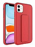 Eiroo Qstand iPhone 12 Krmz Silikon Klf