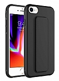 Eiroo Qstand iPhone SE 2022 Siyah Silikon Klf