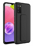 Eiroo Qstand Samsung Galaxy A03s Siyah Silikon Klf