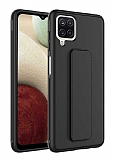 Eiroo Qstand Samsung Galaxy A12 / M12 Siyah Silikon Kılıf