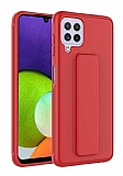Eiroo Qstand Samsung Galaxy M22 Kırmızı Silikon Kılıf