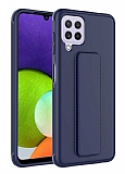 Eiroo Qstand Samsung Galaxy M32 Lacivert Silikon Klf