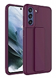 Eiroo Qstand Samsung Galaxy S21 FE 5G Mürdüm Silikon Kılıf