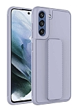 Eiroo Qstand Samsung Galaxy S21 FE 5G Gri Silikon Kılıf