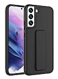 Eiroo Qstand Samsung Galaxy S22 5G Siyah Silikon Klf
