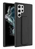 Eiroo Qstand Samsung Galaxy S22 Ultra 5G Siyah Silikon Kılıf
