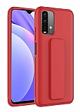 Eiroo Qstand Xiaomi Redmi Note 10S Kırmızı Silikon Kılıf