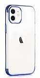 Eiroo Radiant iPhone 12 / iPhone 12 Pro 6.1 inç Lacivert Kenarlı Şeffaf Silikon Kılıf