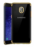 Eiroo Radiant Samsung Galaxy J4 Gold Kenarlı Şeffaf Silikon Kılıf