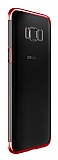 Eiroo Radiant Samsung Galaxy S8 Plus Kırmızı Kenarlı Şeffaf Rubber Kılıf