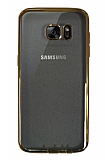 Eiroo Radiant Simli Samsung Galaxy S7 Edge Gold Kenarlı Şeffaf Silikon Kılıf