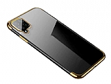 Eiroo Radiant Samsung Galaxy A12 Gold Kenarlı Şeffaf Silikon Kılıf