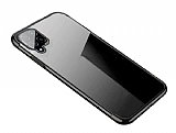 Eiroo Radiant Samsung Galaxy A12 Siyah Kenarlı Şeffaf Silikon Kılıf